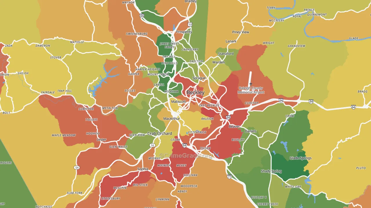 Raleigh County, WV Map of Murder Rates