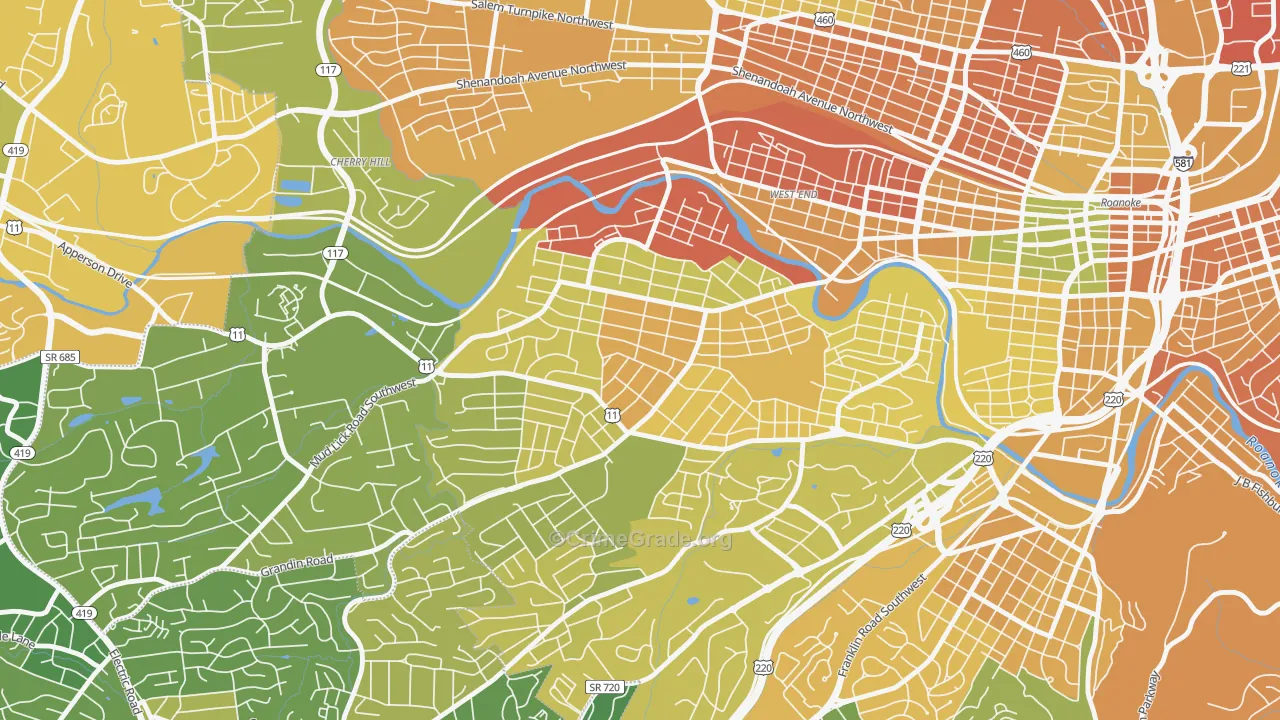 Raleigh Court, Roanoke, VA Map of Murder Rates
