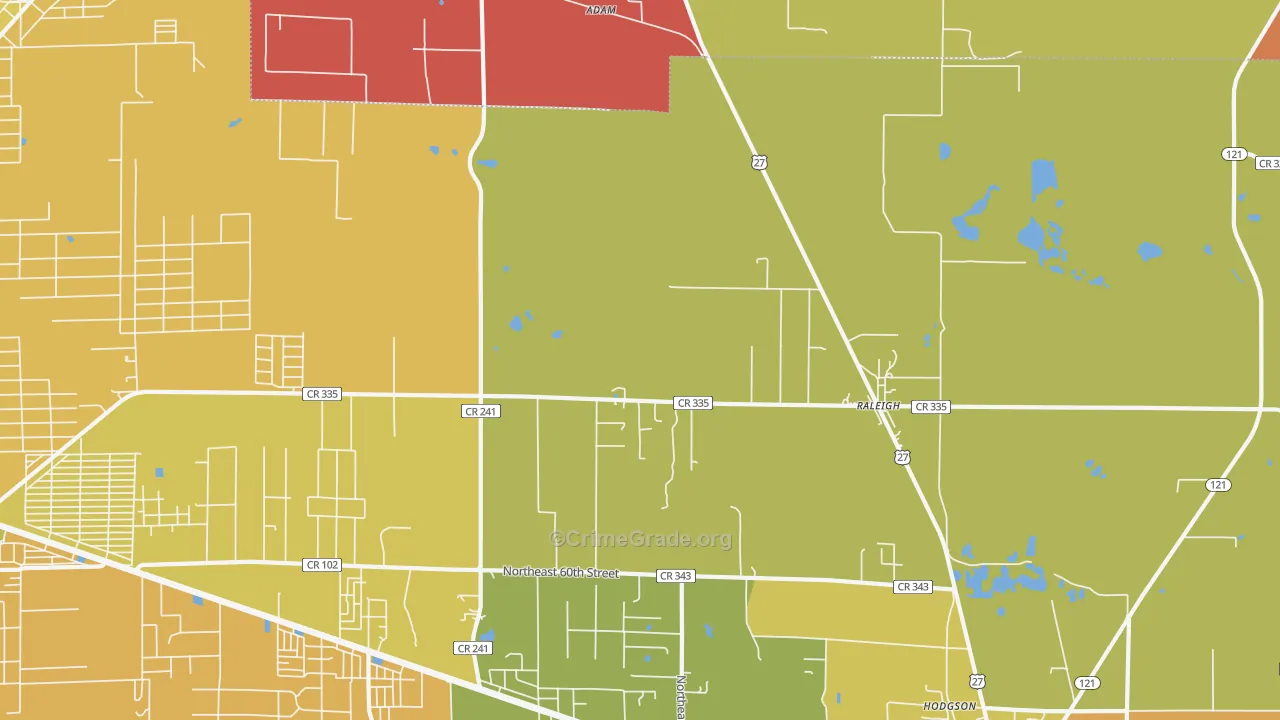 Raleigh, FL Map of Murder Rates