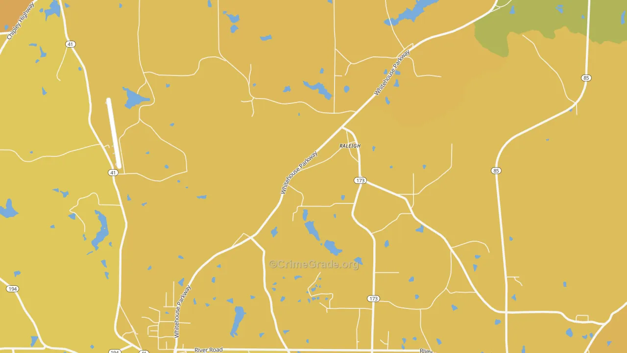 Raleigh, GA Map of Murder Rates