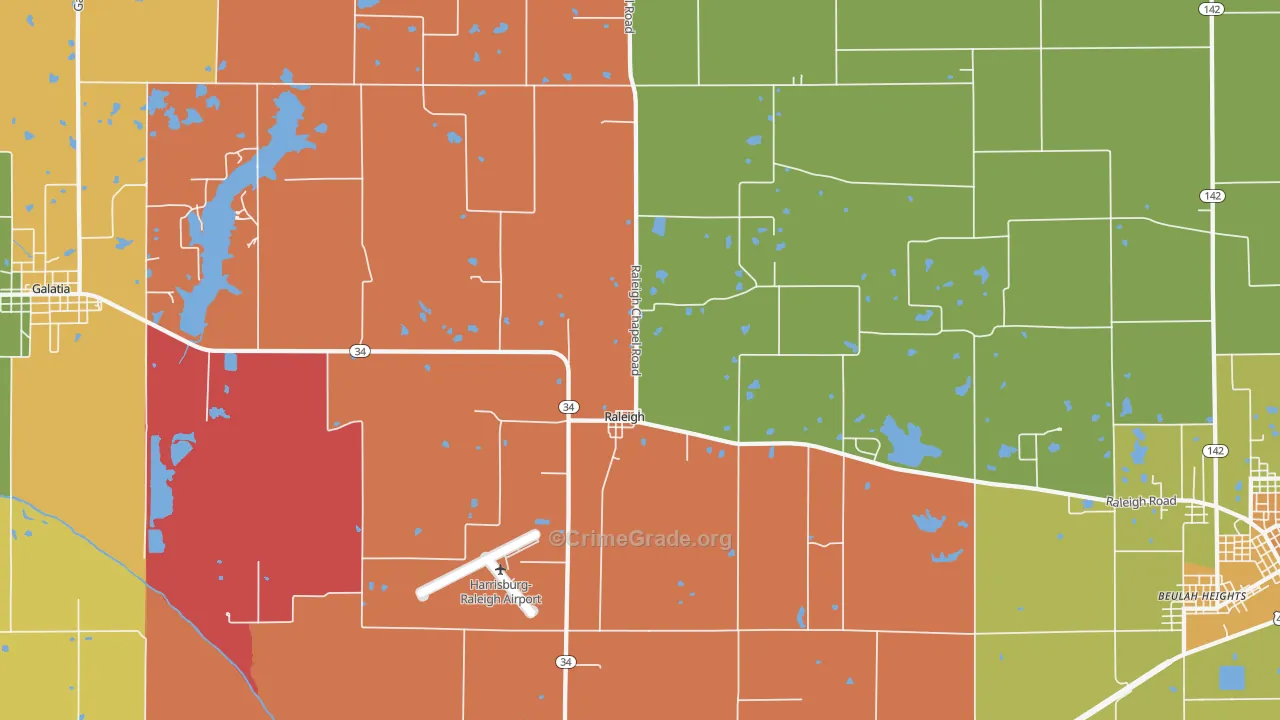 Raleigh, IL Map of Murder Rates