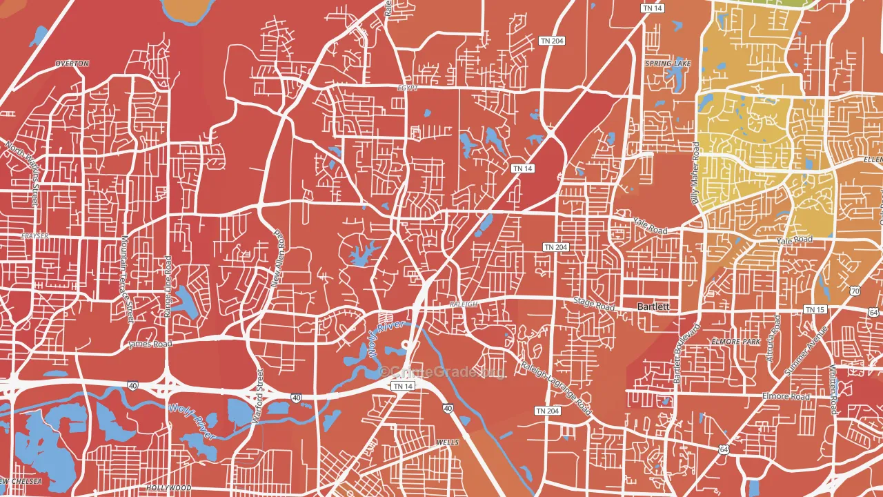 Raleigh, Memphis, TN Map of Murder Rates