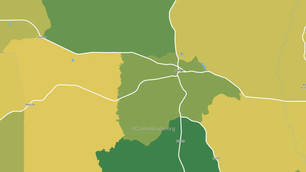 Raleigh, MS Map of Murder Rates