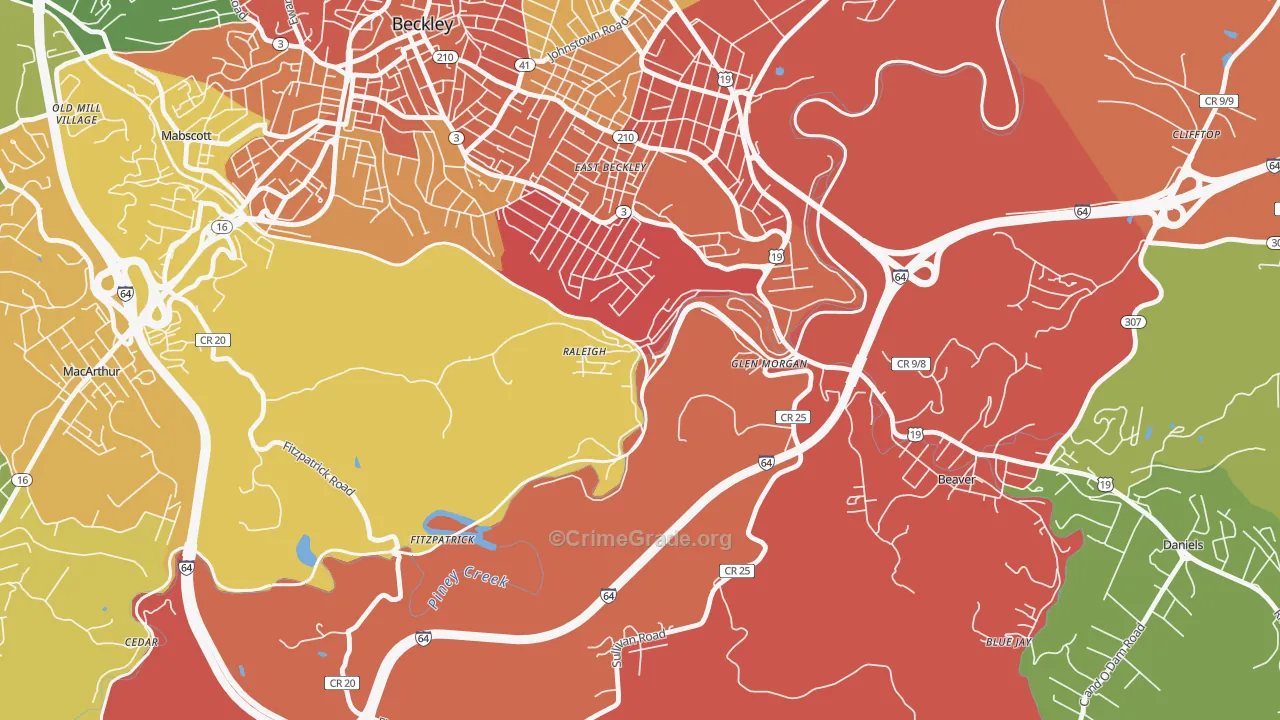 Raleigh, WV Map of Murder Rates