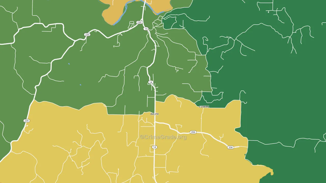 Ralph, AR Map of Murder Rates
