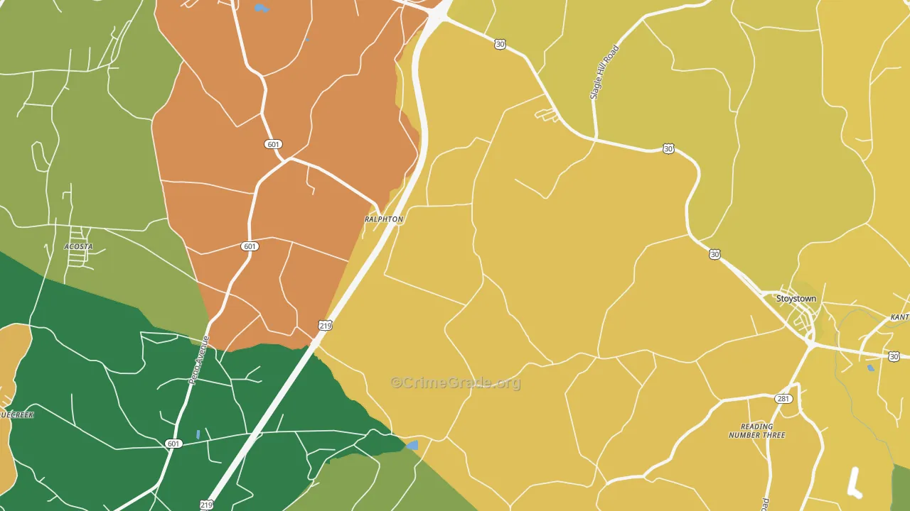 Ralphton, PA Map of Murder Rates