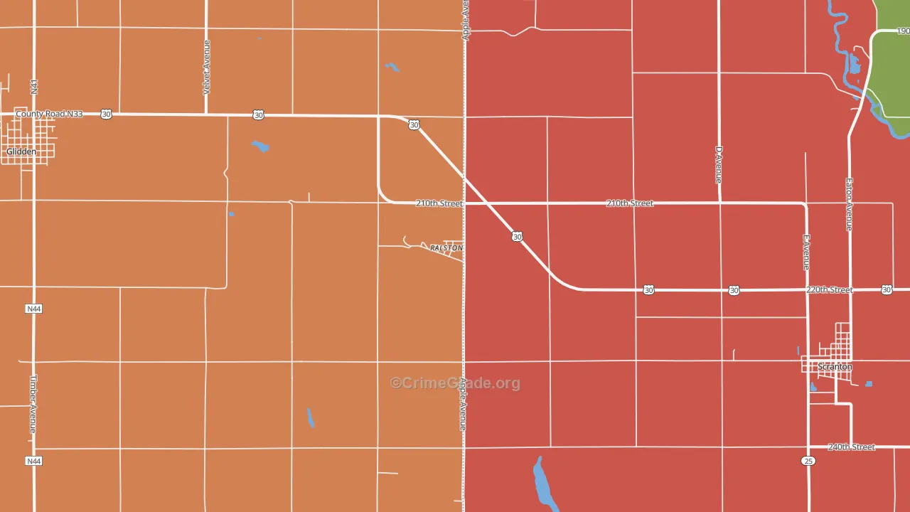Ralston, IA Map of Murder Rates