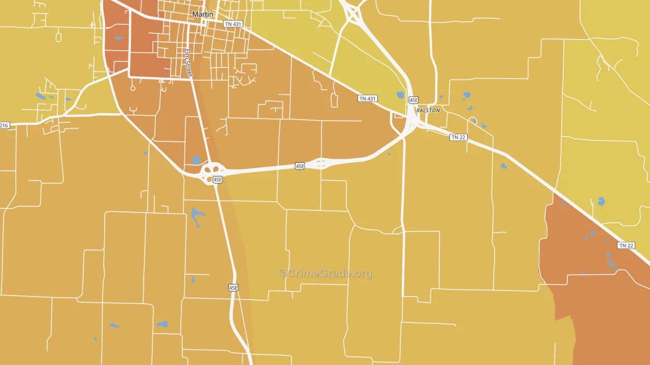 Ralston, TN Map of Murder Rates