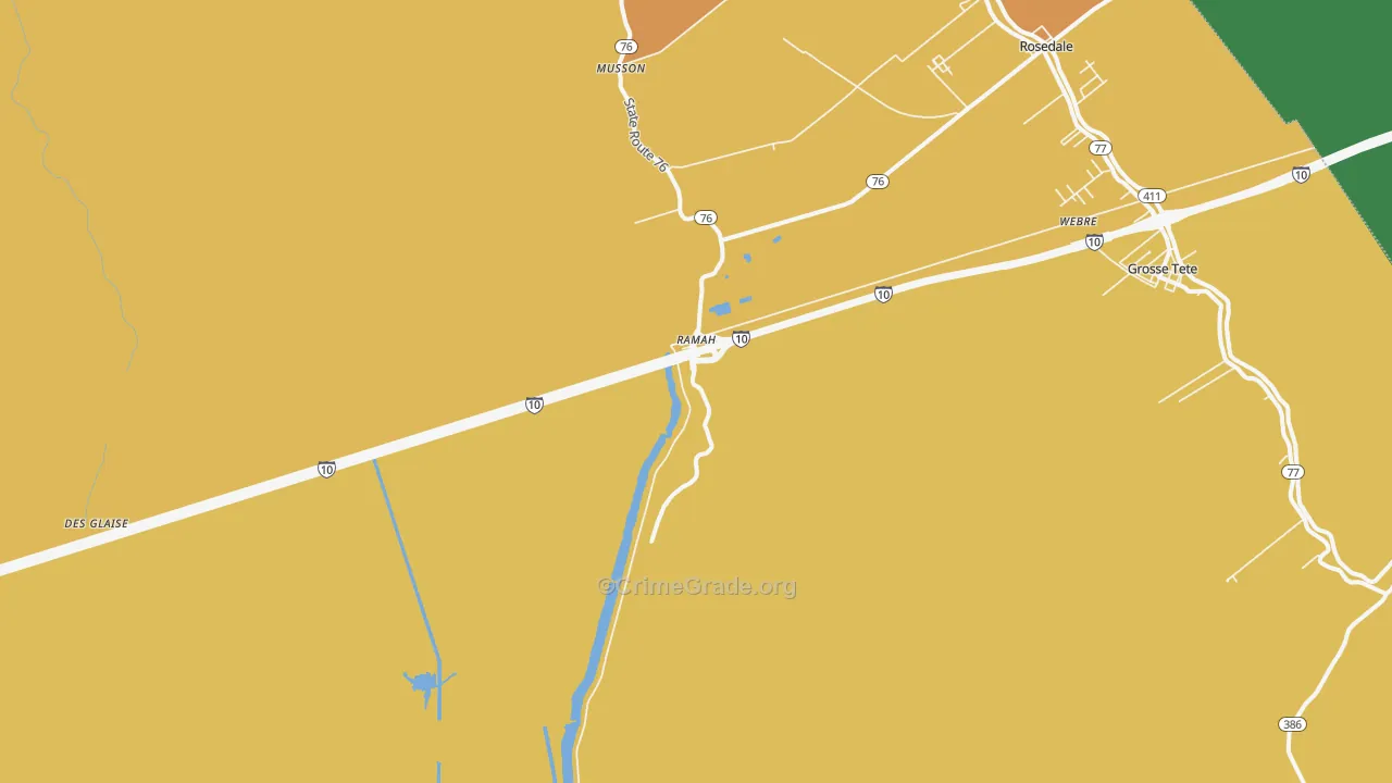Ramah, LA Map of Murder Rates