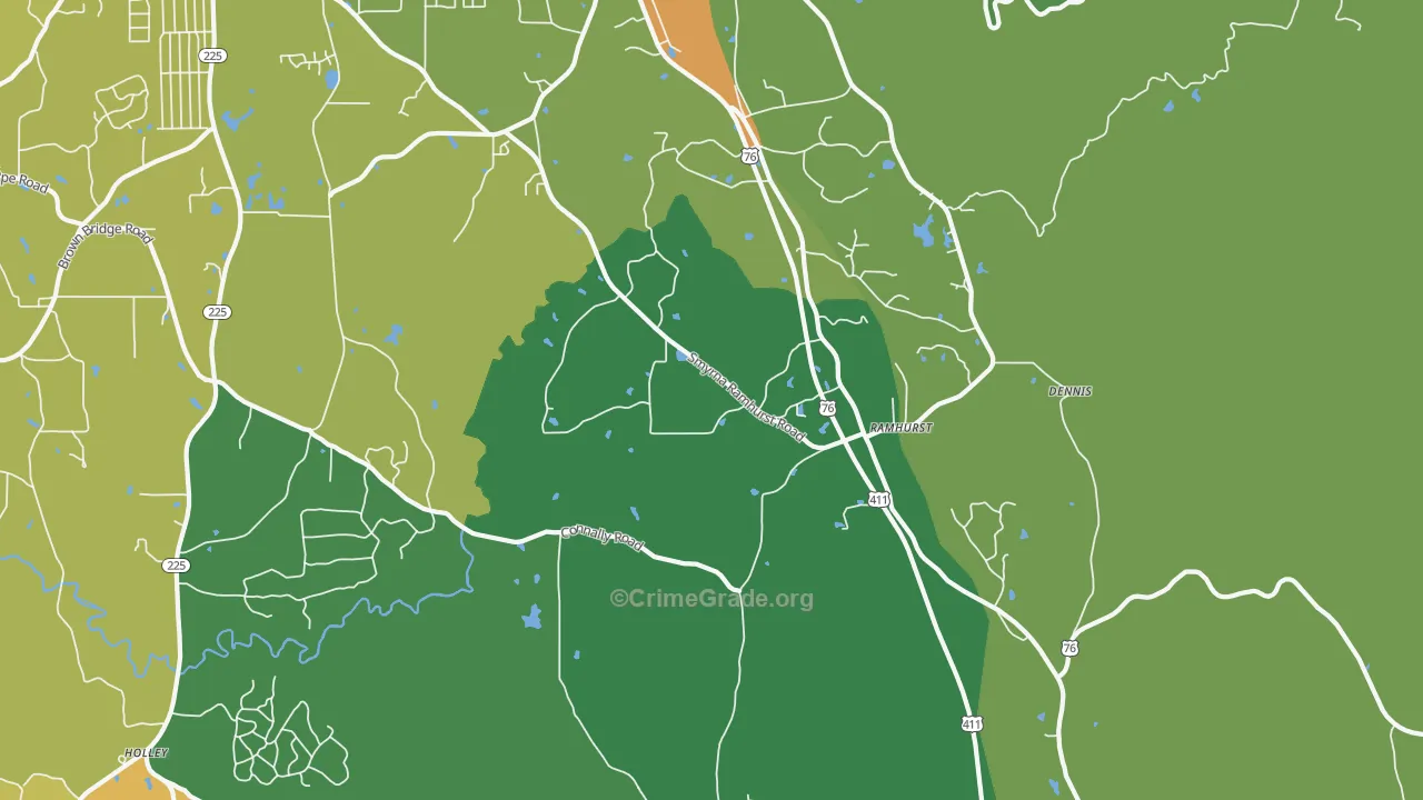 Ramhurst, GA Map of Murder Rates