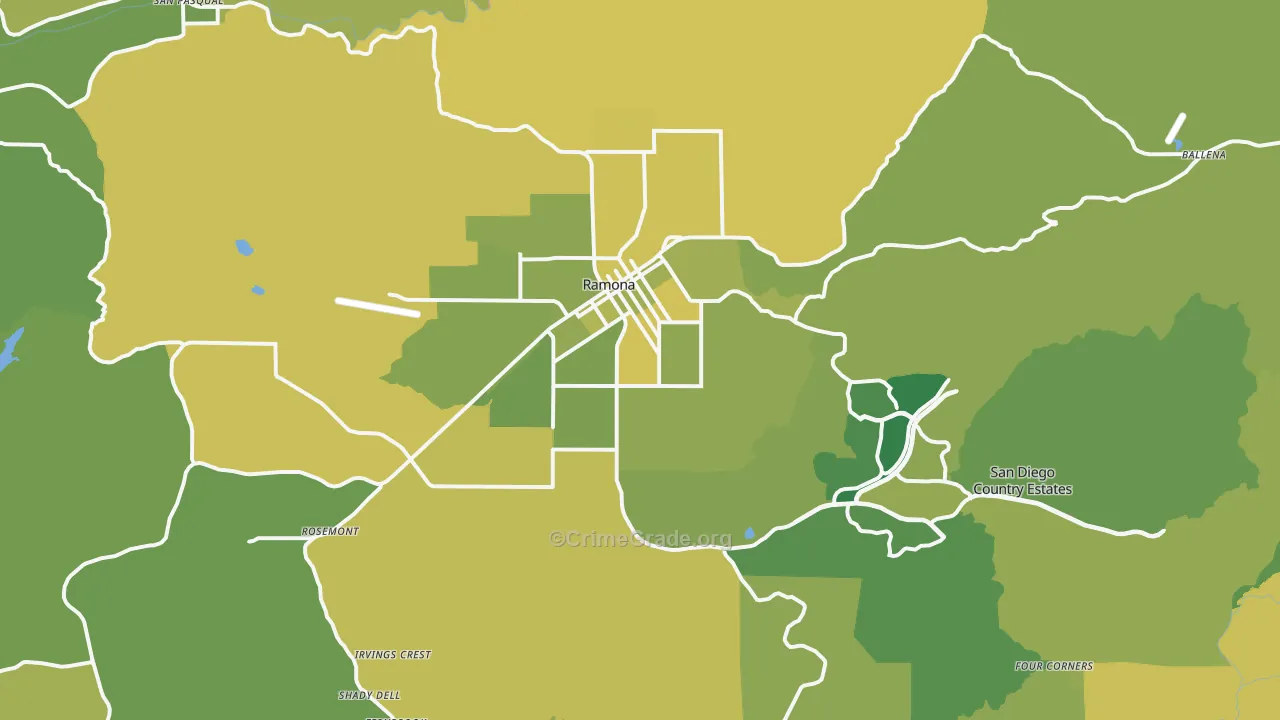 Ramona, CA Map of Murder Rates