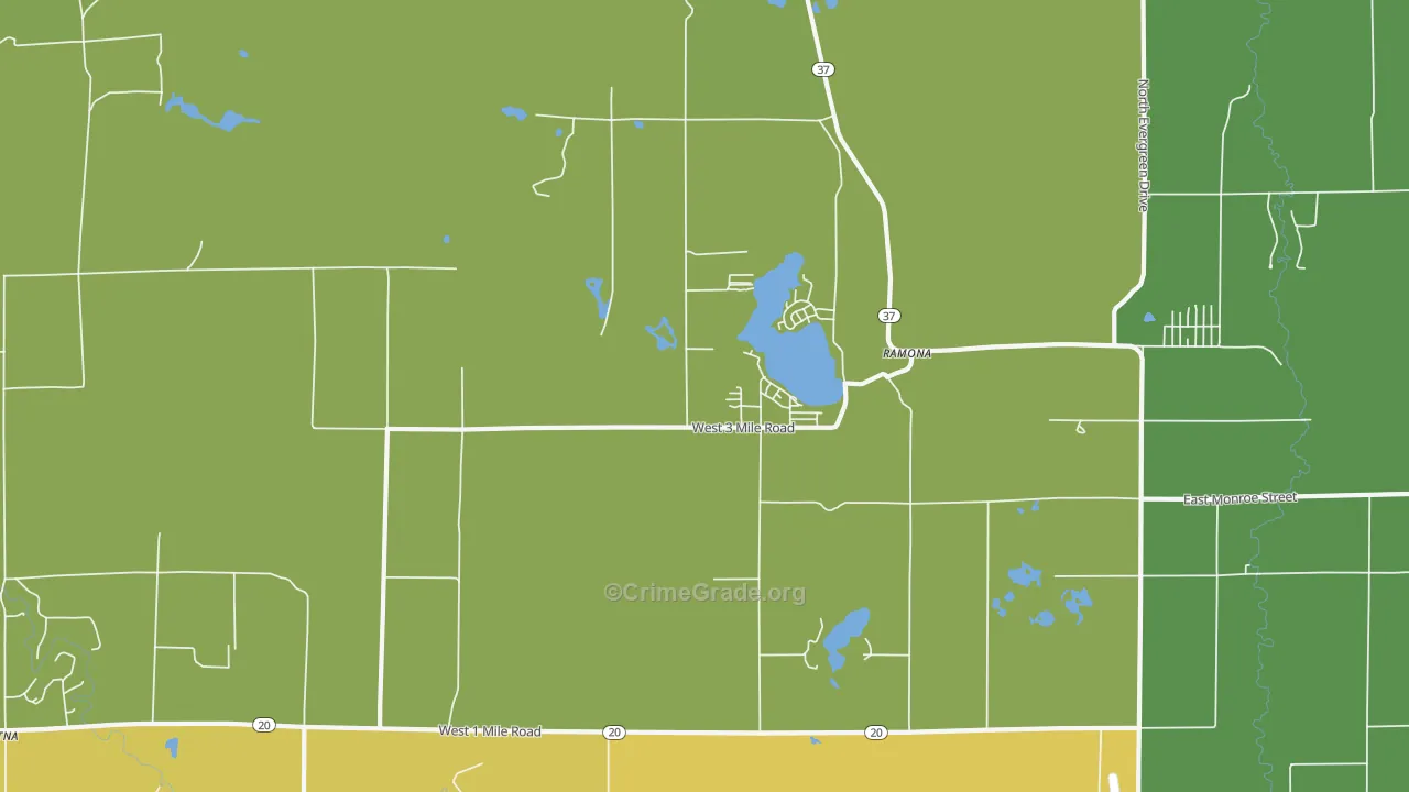 Ramona, MI Map of Murder Rates