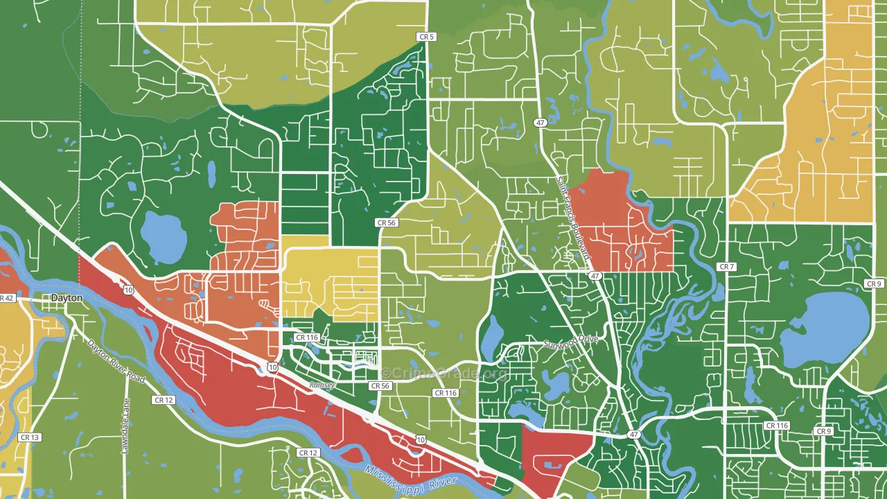 Ramsey, MN Map of Murder Rates