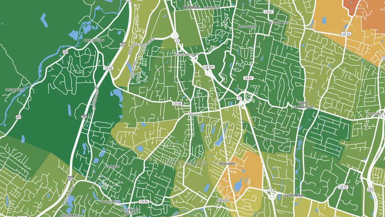 Ramsey, NJ Map of Murder Rates
