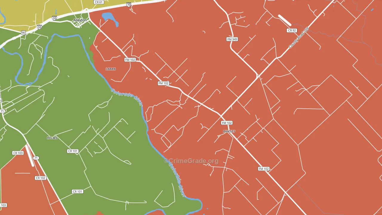 Ramsey, TX Map of Murder Rates