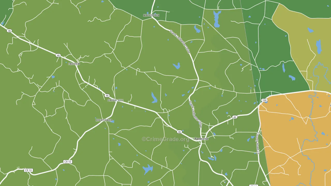 Ranburne, AL Map of Murder Rates