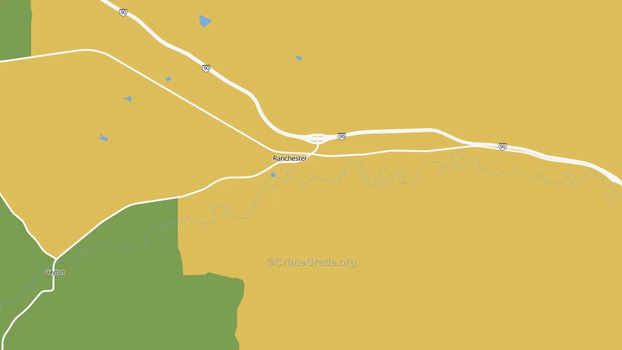Ranchester, WY Map of Murder Rates