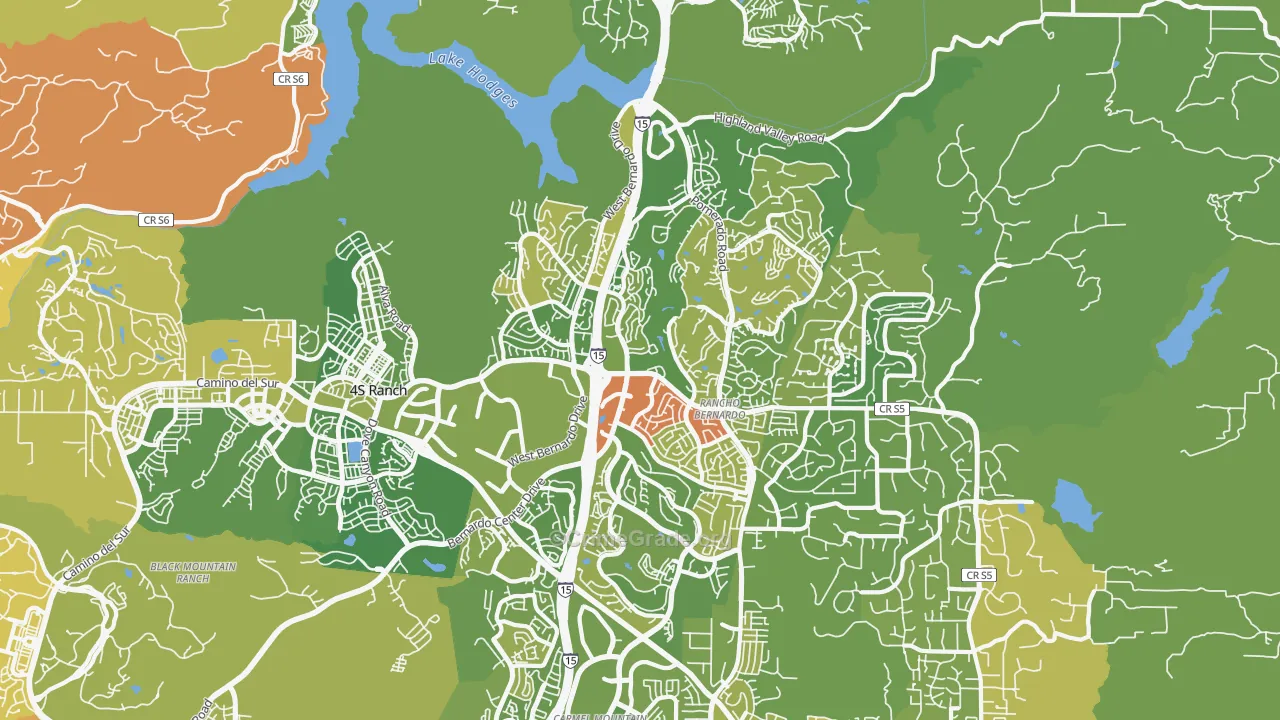 Rancho Bernadino, San Diego, CA Map of Murder Rates