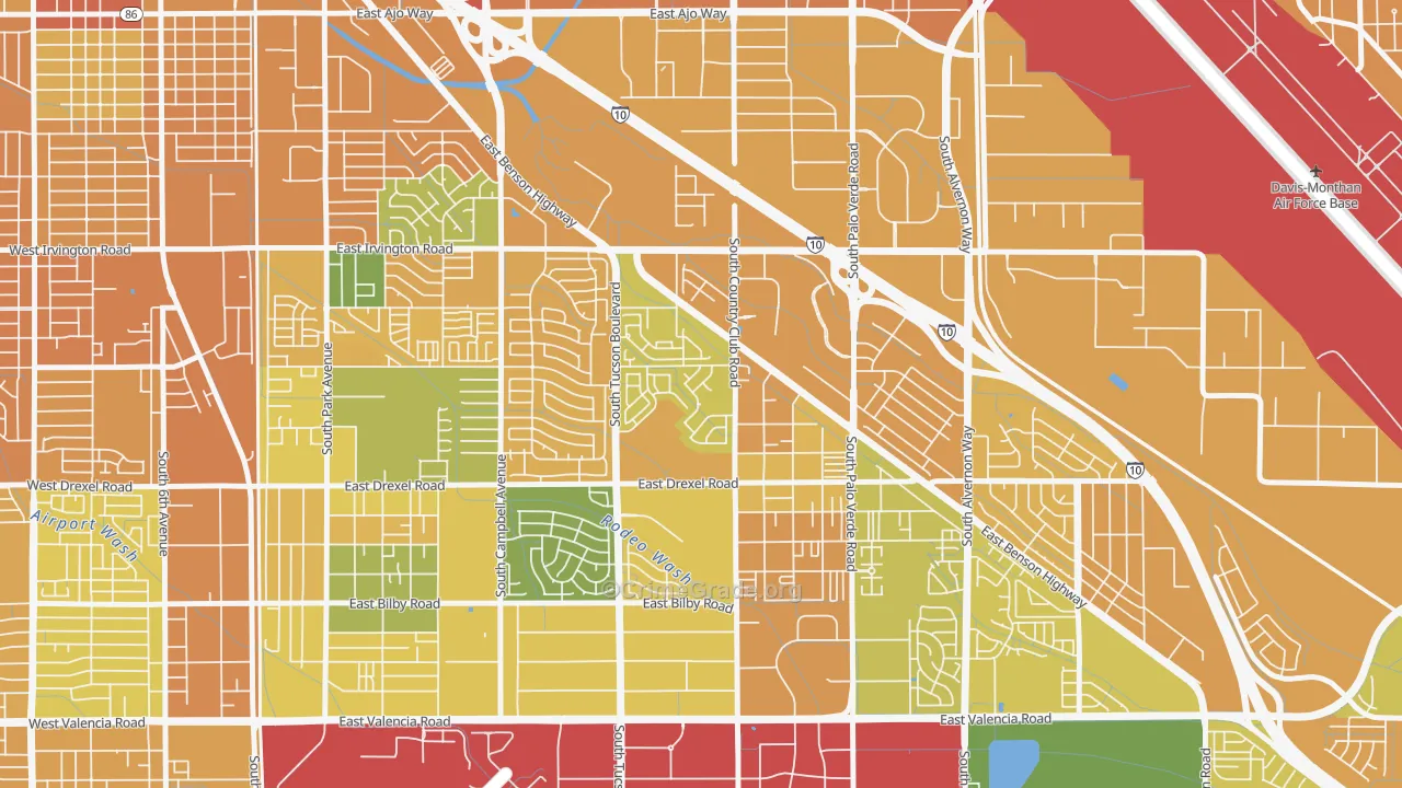 Rancho Buena, Tucson, AZ Map of Murder Rates