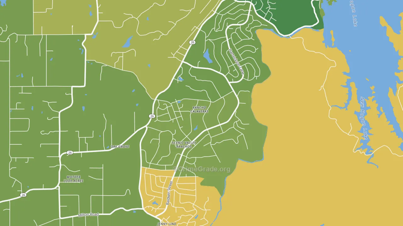 Rancho Calaveras, CA Map of Murder Rates