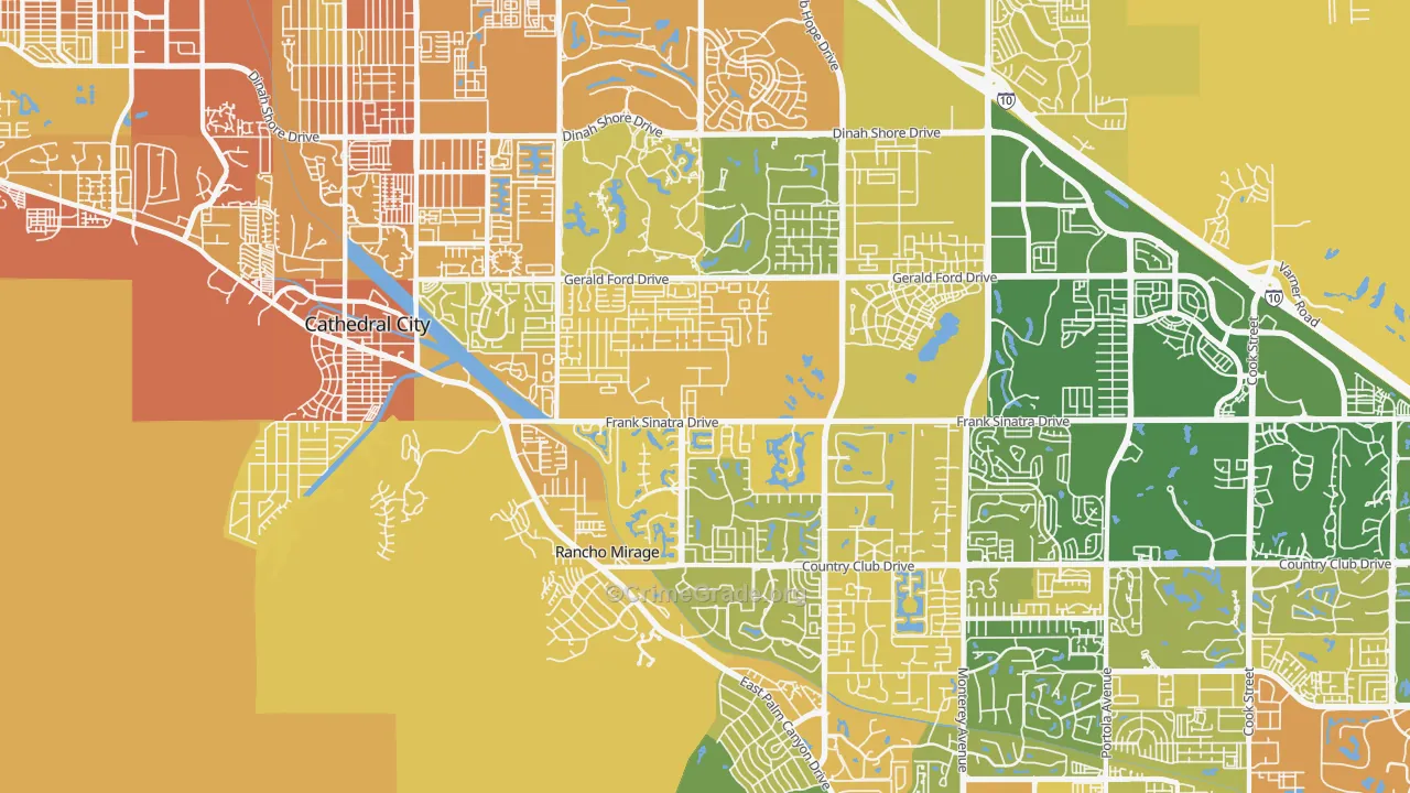 Rancho Mirage, CA Map of Murder Rates
