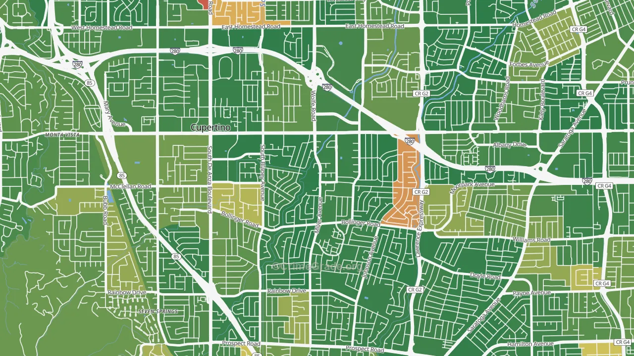 Rancho Rinconada, Cupertino, CA Map of Murder Rates