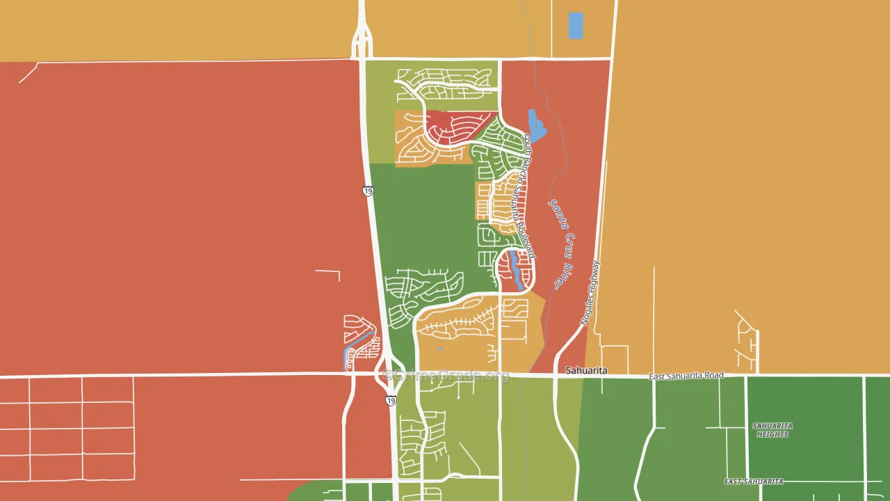 Rancho Sahuarita, Sahuarita, AZ Map of Murder Rates