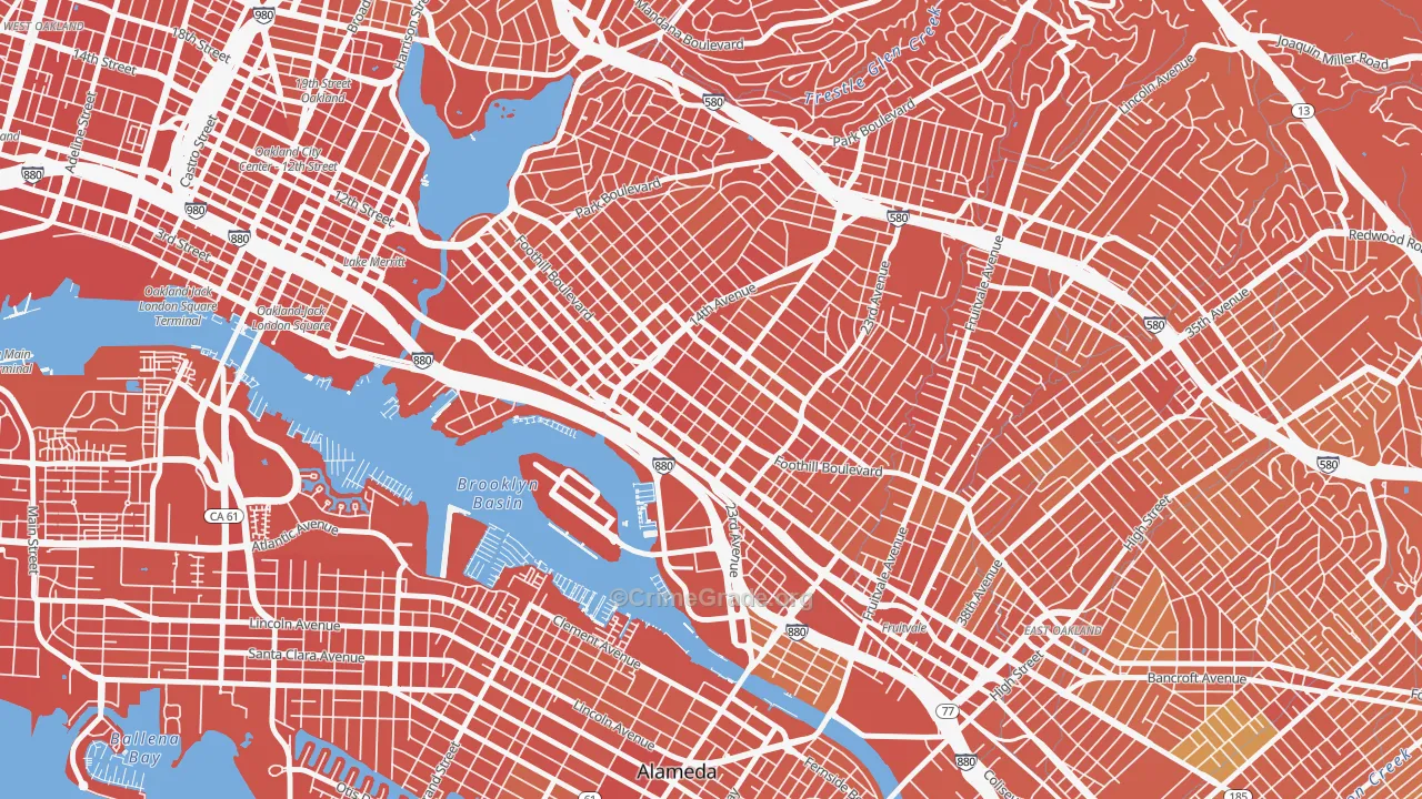Rancho San Antonio, Oakland, CA Map of Murder Rates