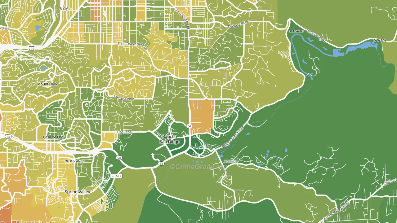 Rancho San Diego, CA Map of Murder Rates