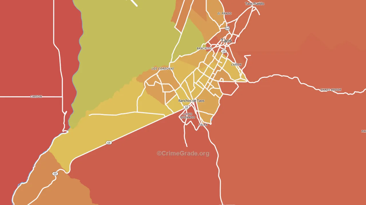 Ranchos de Taos, NM Map of Murder Rates