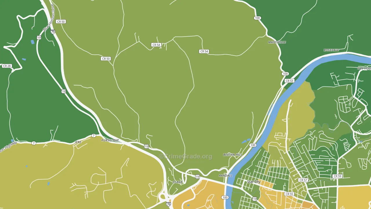 Randall, WV Map of Murder Rates