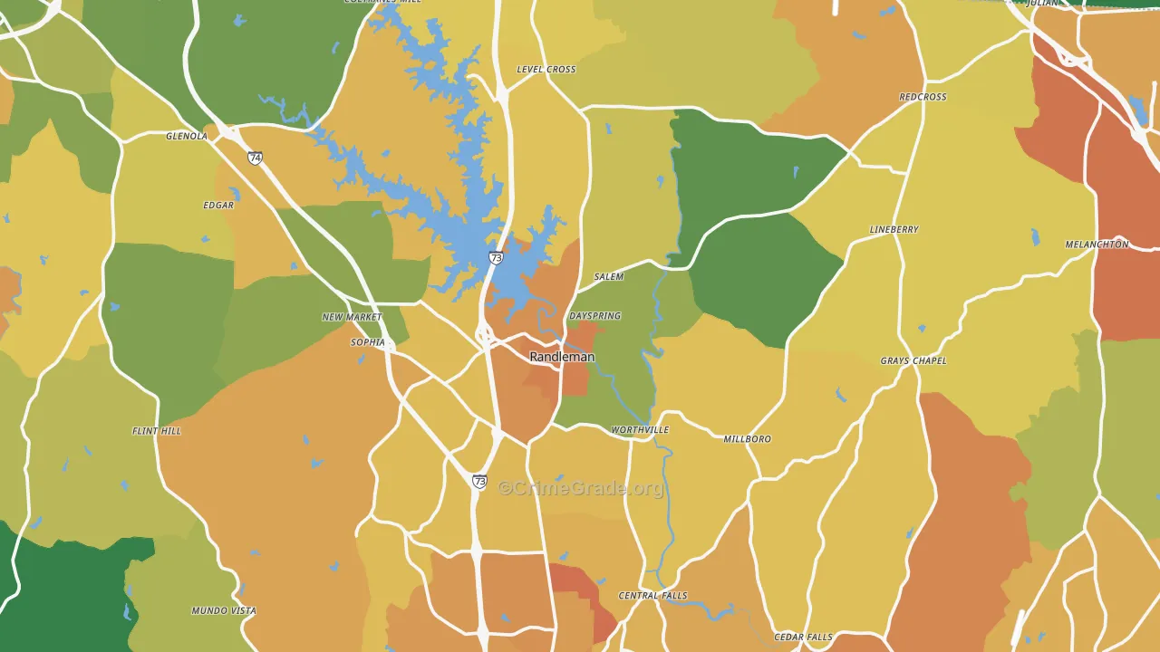 Randleman, NC Map of Murder Rates