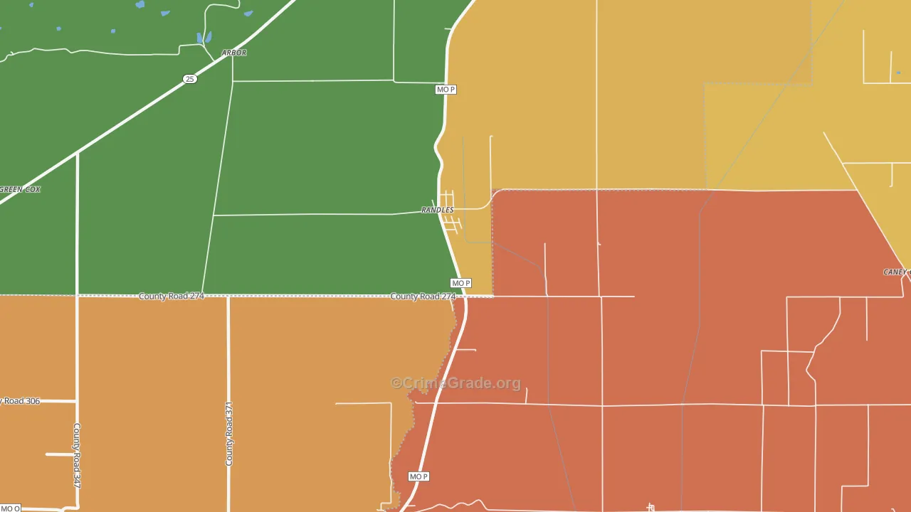Randles, MO Map of Murder Rates