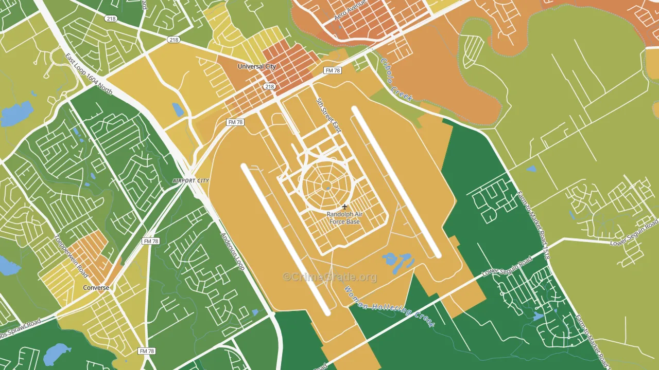 Randolph AFB, TX Map of Murder Rates