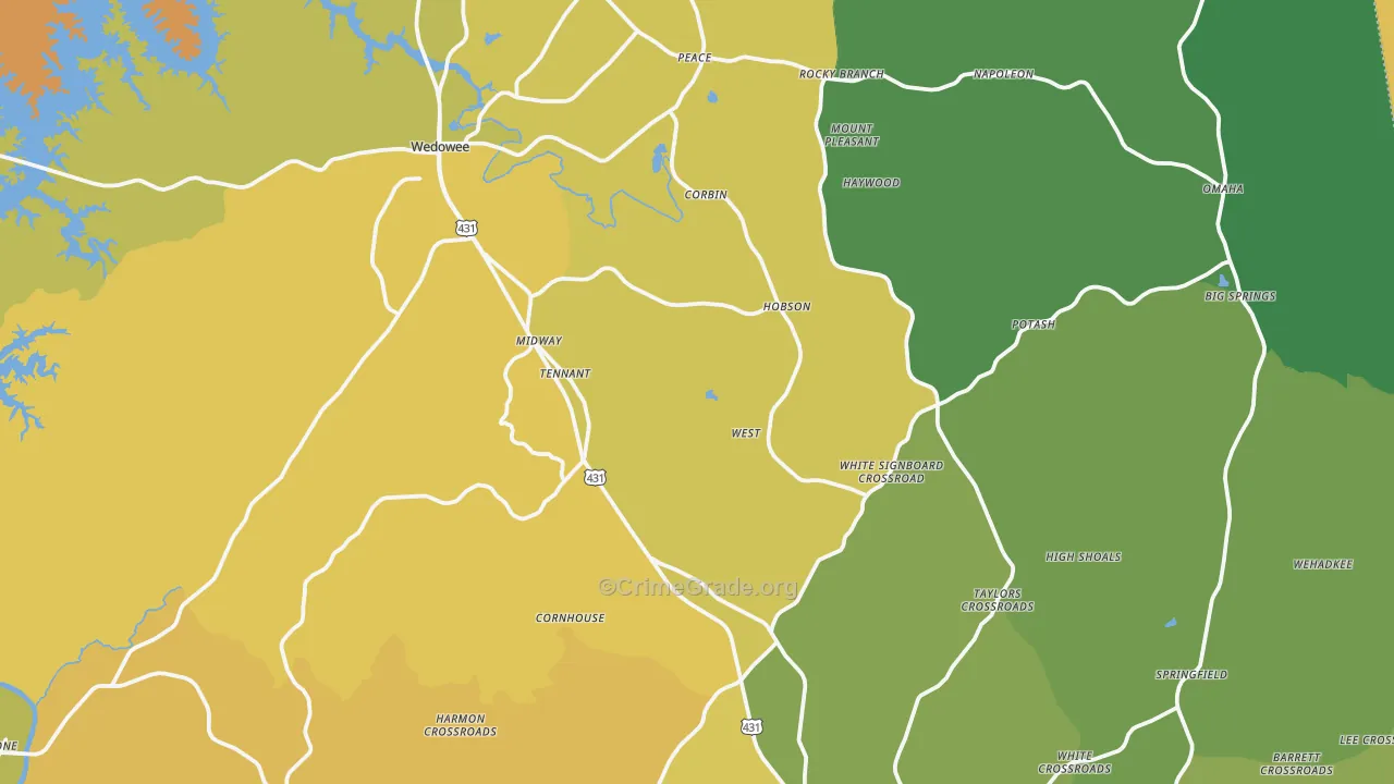 Randolph County, AL Map of Murder Rates