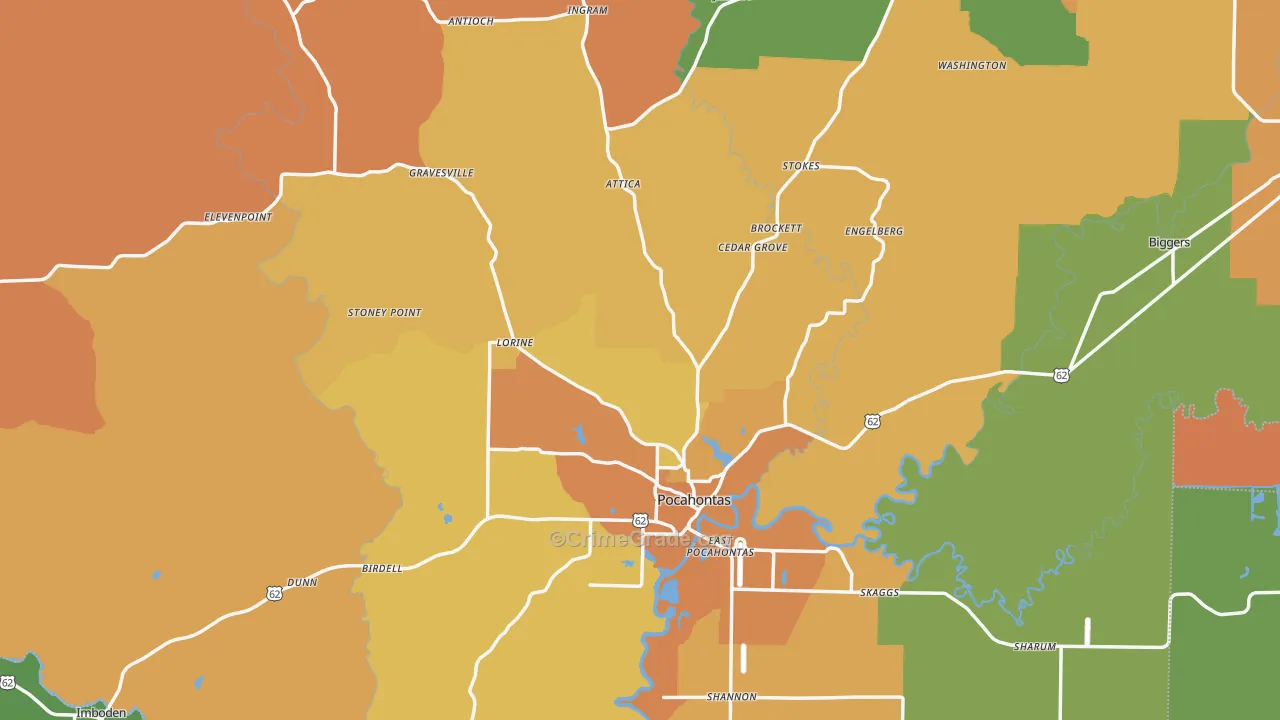 Randolph County, AR Map of Murder Rates