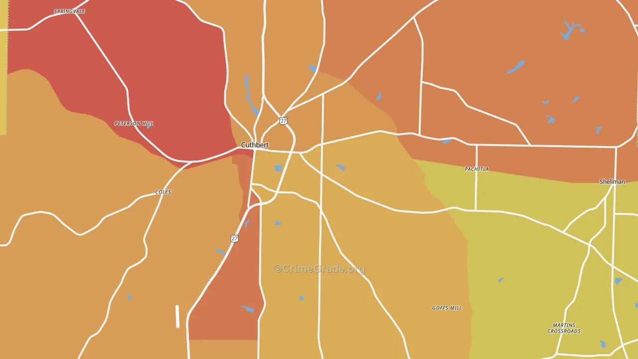 Randolph County, GA Map of Murder Rates