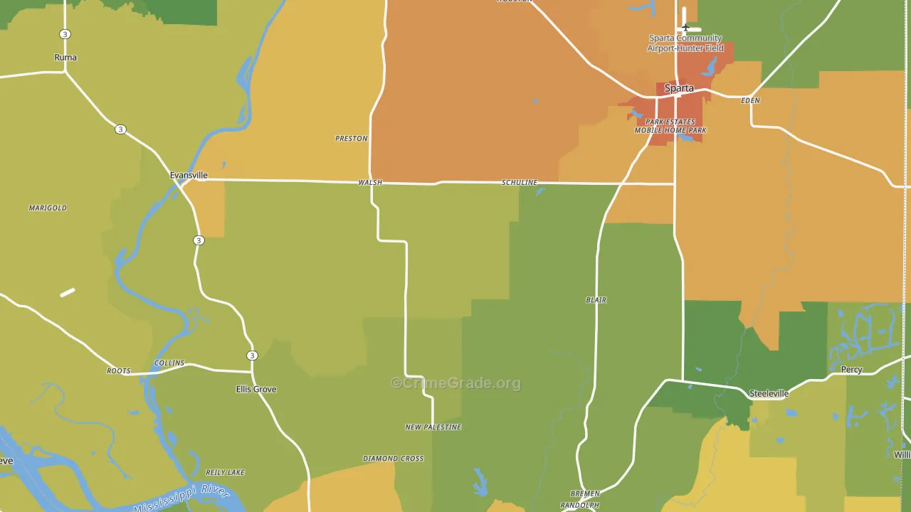 Randolph County, IL Map of Murder Rates