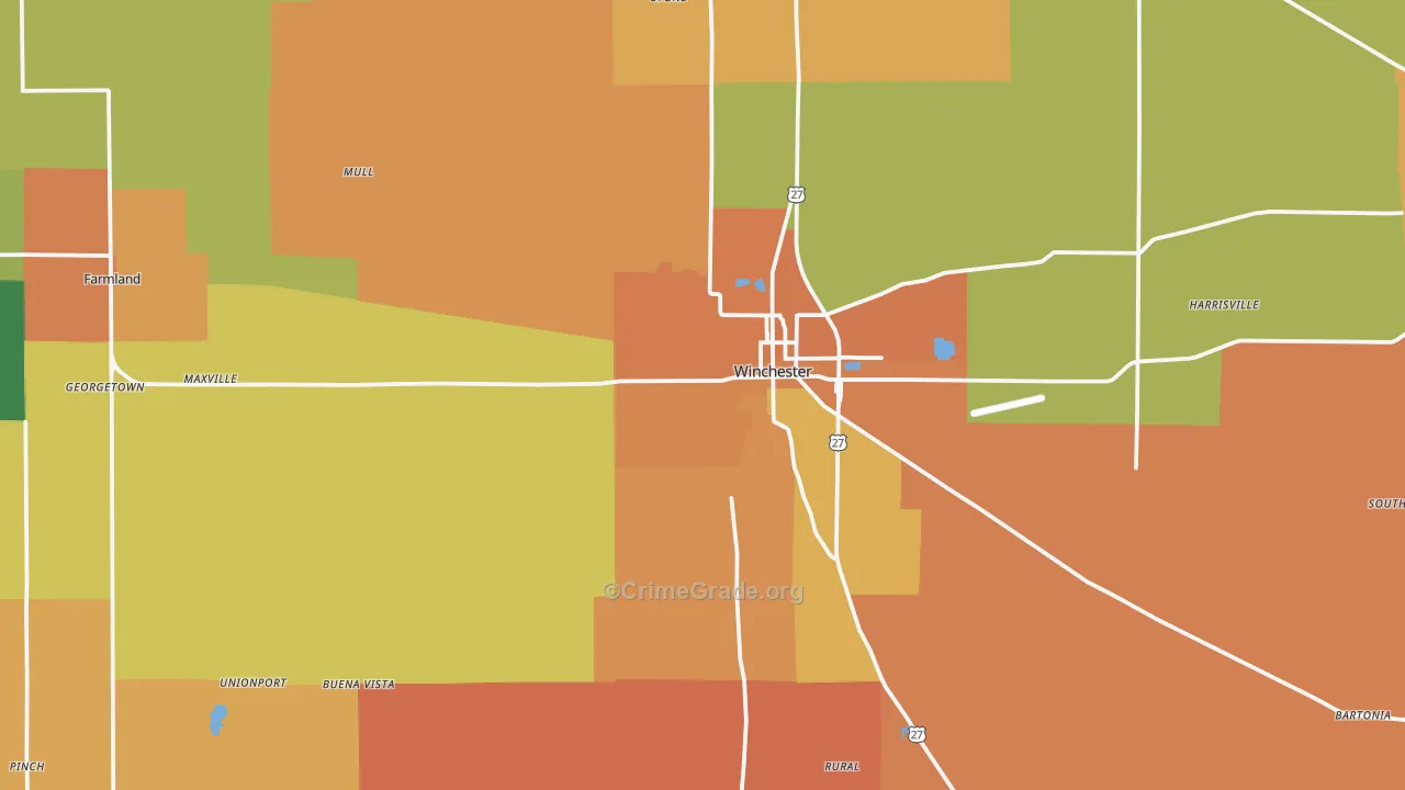Randolph County, IN Map of Murder Rates