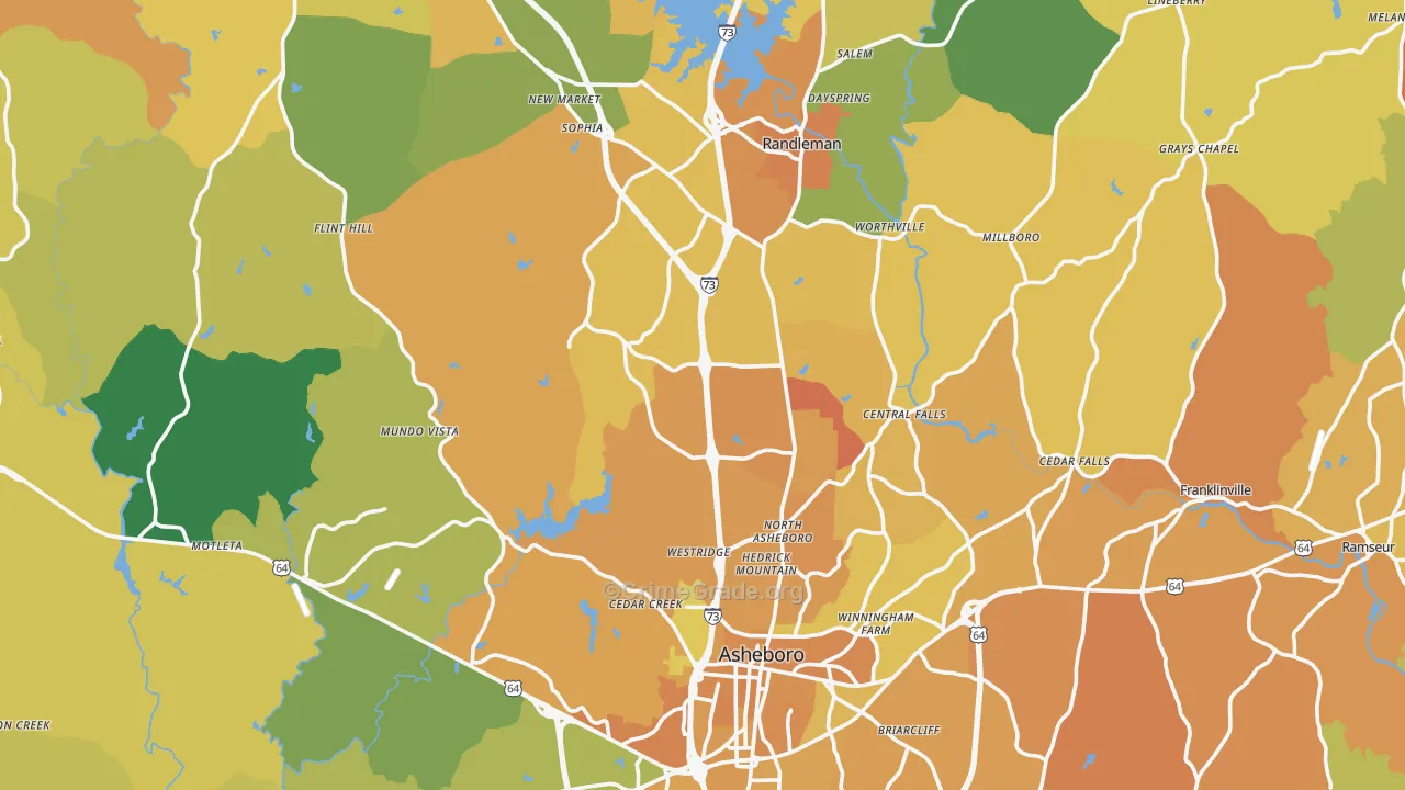 Randolph County, NC Map of Murder Rates