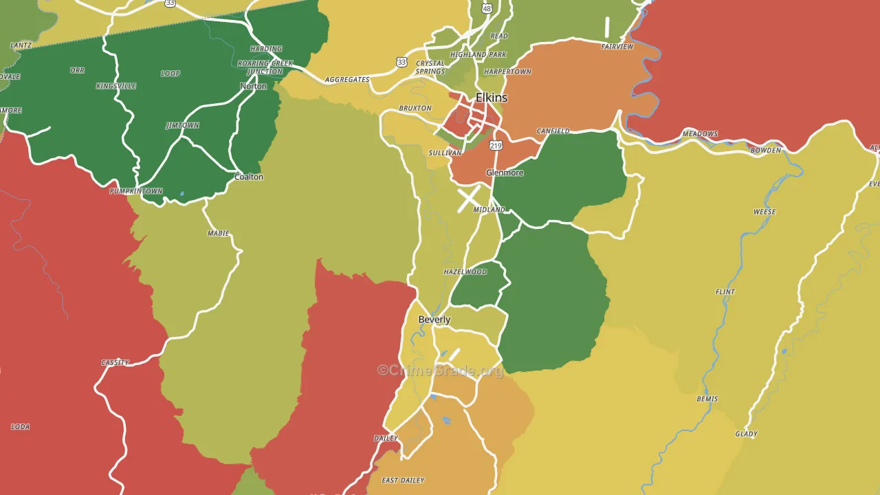 Randolph County, WV Map of Murder Rates
