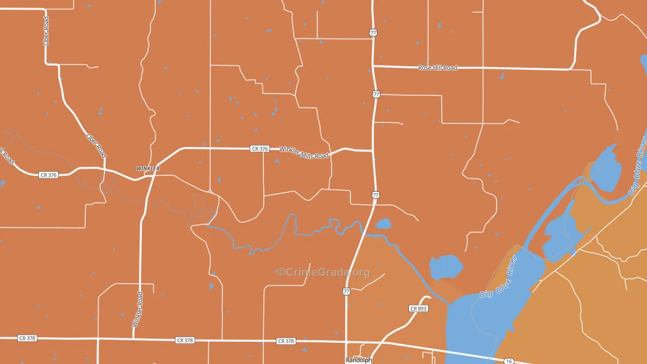 Randolph, KS Map of Murder Rates