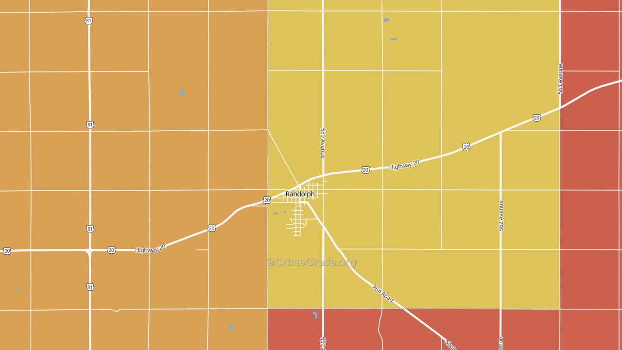 Randolph, NE Map of Murder Rates
