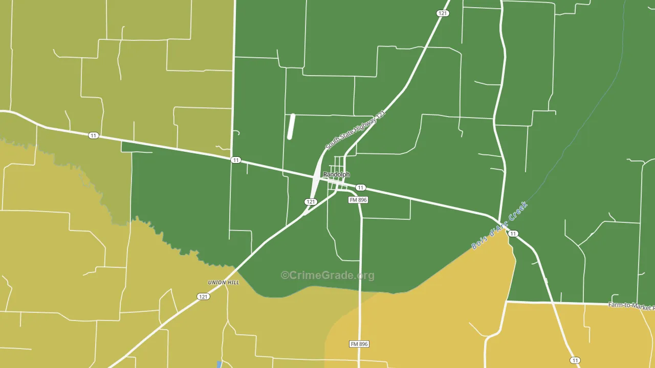 Randolph, TX Map of Murder Rates