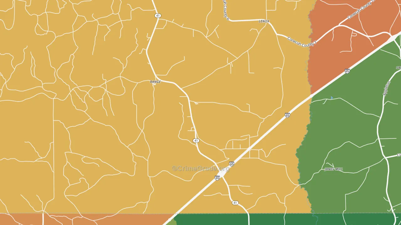 Range, AL Map of Murder Rates