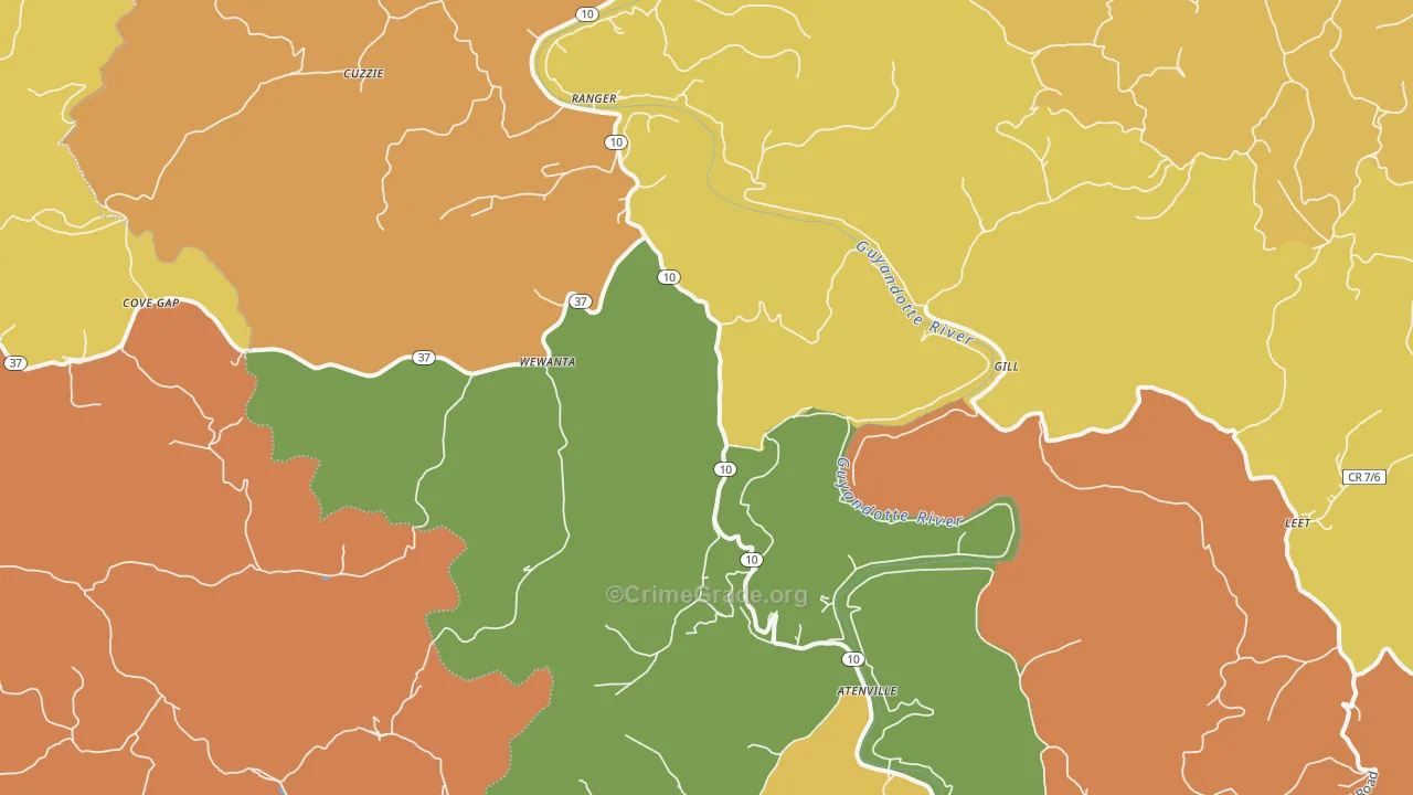 Ranger, WV Map of Murder Rates