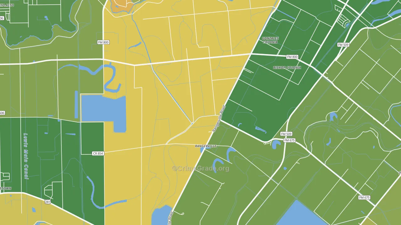 Rangerville, TX Map of Murder Rates