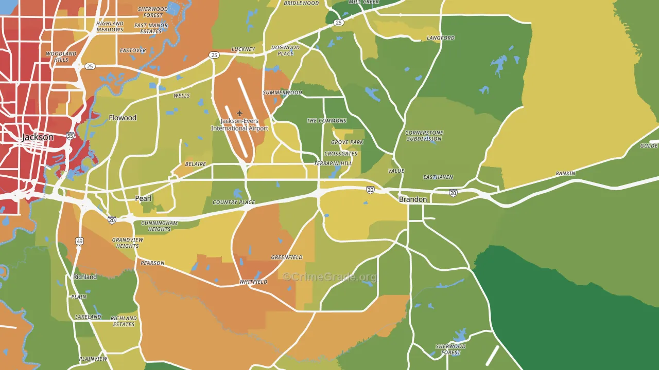 Rankin County, MS Map of Murder Rates