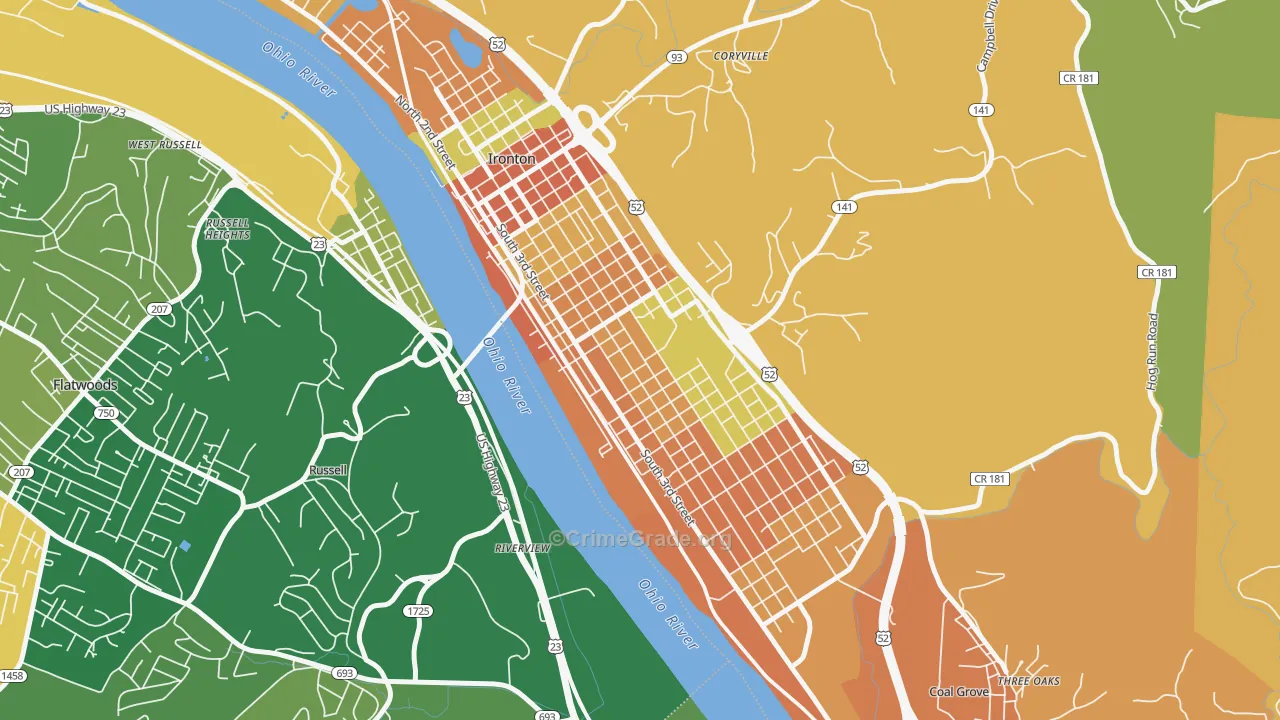 Rankin Historic District, Ironton, OH Map of Murder Rates