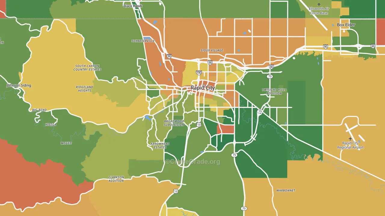 Rapid City, SD Map of Murder Rates